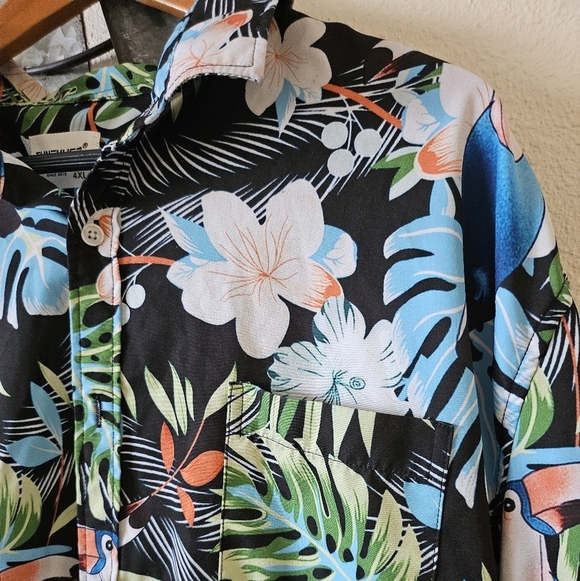 Tunevuse Men's Tropical Floral Button-Up Hawaiian Shirt Size 4 XL - Picture 2 of 9